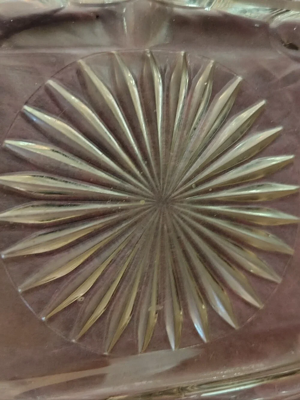 VINTAGE CLEAR PRESSED GLASS DIVIDED RELISH / SERVING TRAY (10